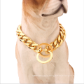 Collar de perro de acero inoxidable Collar de perro de cadena de perro chapado en oro 2018